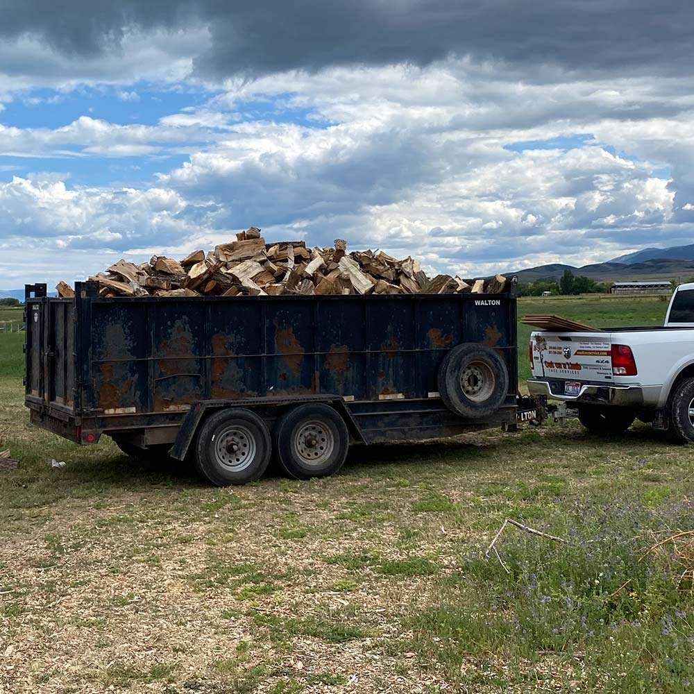 Truck and Trailer Hauling Logs